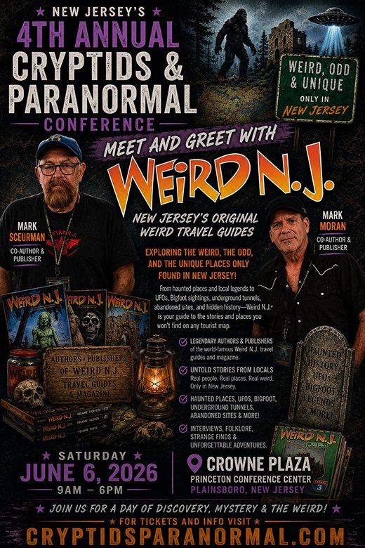 weirdnj's tweet photo. Saturday, June 6: We’re taking part in the Cryptids and Paranormal Conference from 9am - 5pm at the Crowne Plaza Princeton in Plainsboro, NJ. We’ll bring all kinds of cool merch including our Brand NEW Special Issue! More info:

https://t.co/6wlDalzic1 https://t.co/9vFU6wKleC