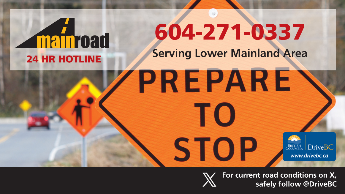 mainroadteam's tweet photo. See a traffic delay, debris, or road hazard on the South Fraser Perimeter Road?

Report it to Mainroad's 24HR Public Hotline at 604-271-0337. 
Service Area Info: https://t.co/9cWGlCEOXF

@TranBC_LMD #DeltaBC #SFPR #SouthFraserPerimeterRoad https://t.co/9xl2F6pH3I