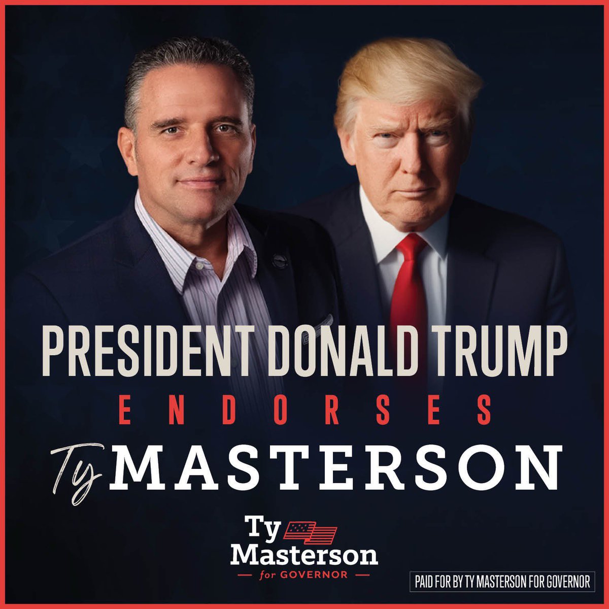 TyMastersonKS's tweet photo. I am deeply honored to receive President Donald J. Trump’s endorsement in my race for Governor. 

President Trump transformed our country by fighting for secure borders, lower taxes, American energy dominance, and putting working families first. In Kansas, I’ve taken that same approach — fighting to cut taxes, stand up to the left’s agenda, and defend our values. As Governor, I’ll continue that fight to deliver real results for Kansas families and keep our state strong, safe, and free. #ksgov #ksleg