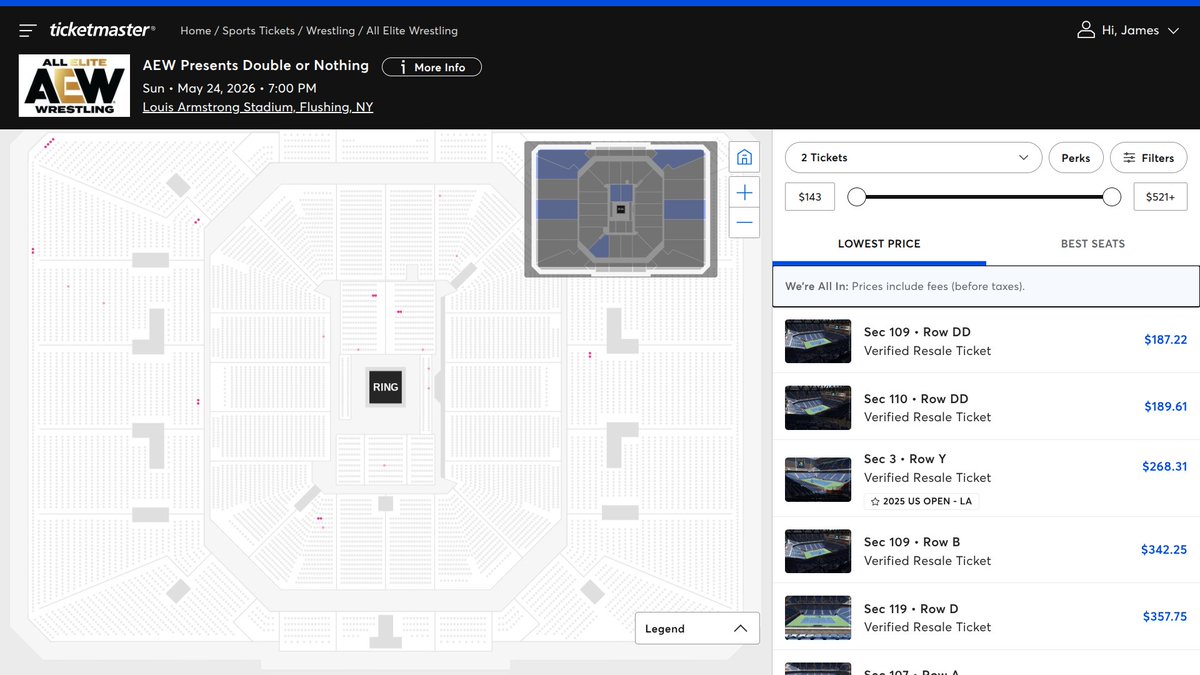 AEW Ticket Map Updates tweet media