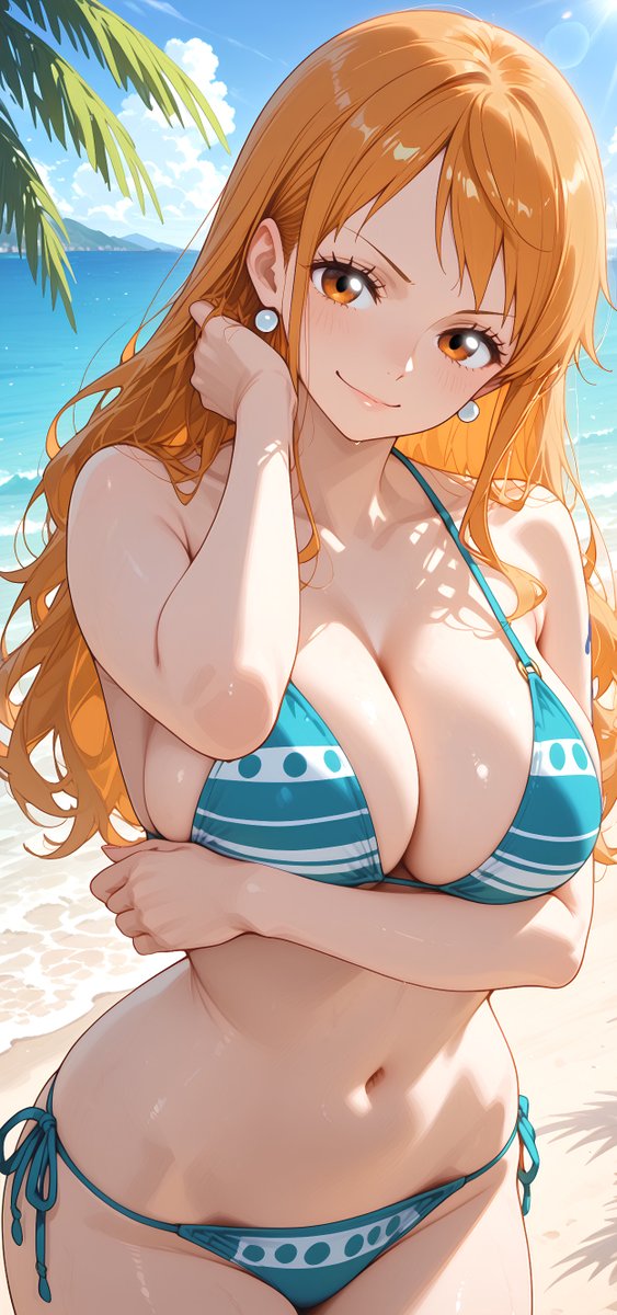 fuwamochipurin2's tweet photo. ワンピース / ナミ
ONE PIECE / Nami

（※縦長のためタップで全表示推奨）

皆様おはもち～☕️
今日はONE PIECEからナミさんのビーチVer.です✨
ナミさんと言えば癖のある一味を纏めるブレーキ役ってイメージですね🌸
ちなみにゴム人間であるルフィを初期からお仕置きとしてボコボコにしてるので、一番初めから覇気が使えた説があります😆ｗ
それでは今日も1日よろしくで～す♪
                                                                                                                                                                                                                                                                                                                                
.                                                                                                                                                                                                                                                                                                                                
SFW illustration, no nudity, no suggestive intent