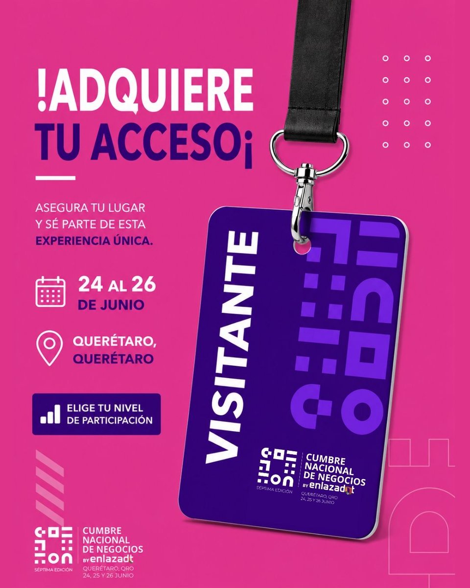enlazadot's tweet photo. Tu próxima alianza de negocios podría estar aquí. Cumbre Nacional de Negocios by Enlazadot del 24-26 de Junio 2026. Compra ahora tu acceso 🌐 https://t.co/2eiUlH1Yv9 https://t.co/hozyx8icgR