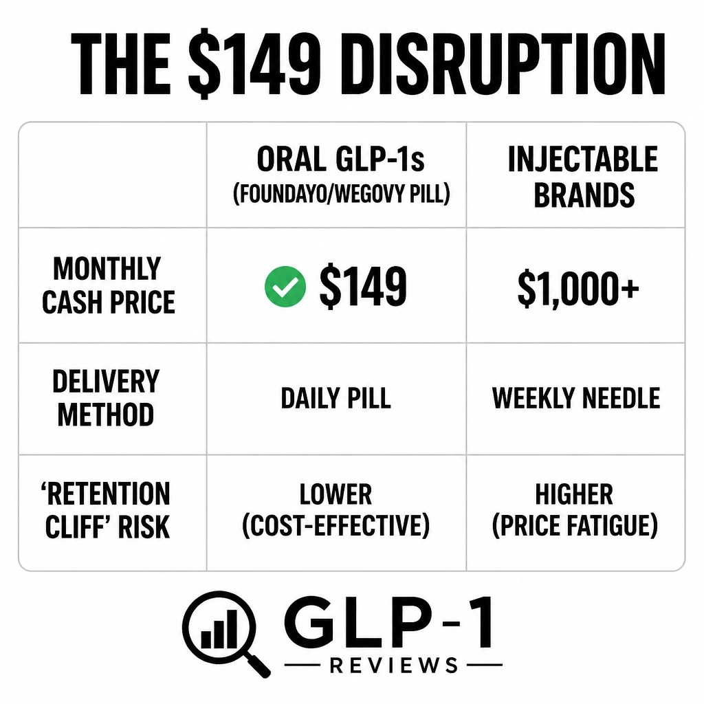 how much does ww glp 1 cost The GLP-1 “Retention Cliff” met its match. 💸 Foundayo + oral Wegovy are  pushing a $149 price floor. Why pay $1k+ for needles when consistency can  be affordable? Follow for full price