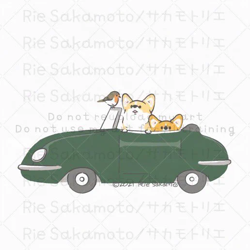#愛車の日 のコーギーとたち