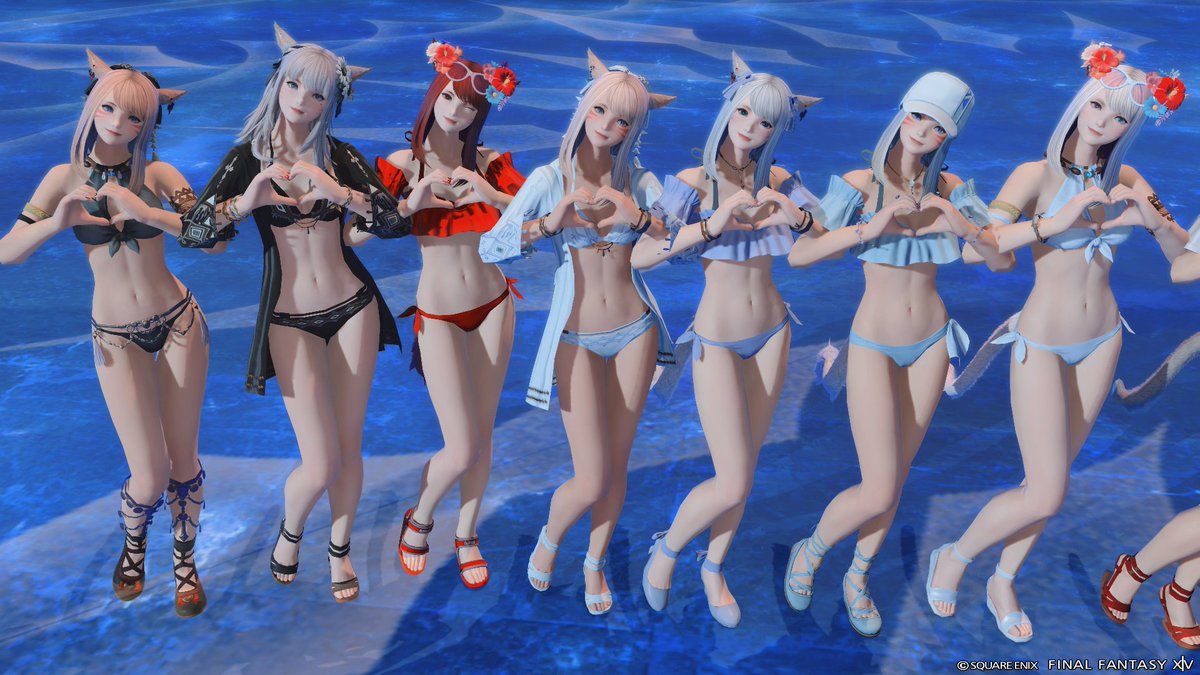 Hiyoringway's tweet photo. ｵﾊﾝﾖ～🐈
 水着でエウプロシュネ撮影会 ❄
行ってきたよ～今は人数少なくても
サクサクで行けちゃうんやね～！
#miqo_vil #おはミコ © SQUARE ENIX https://t.co/pNkYYytu6w