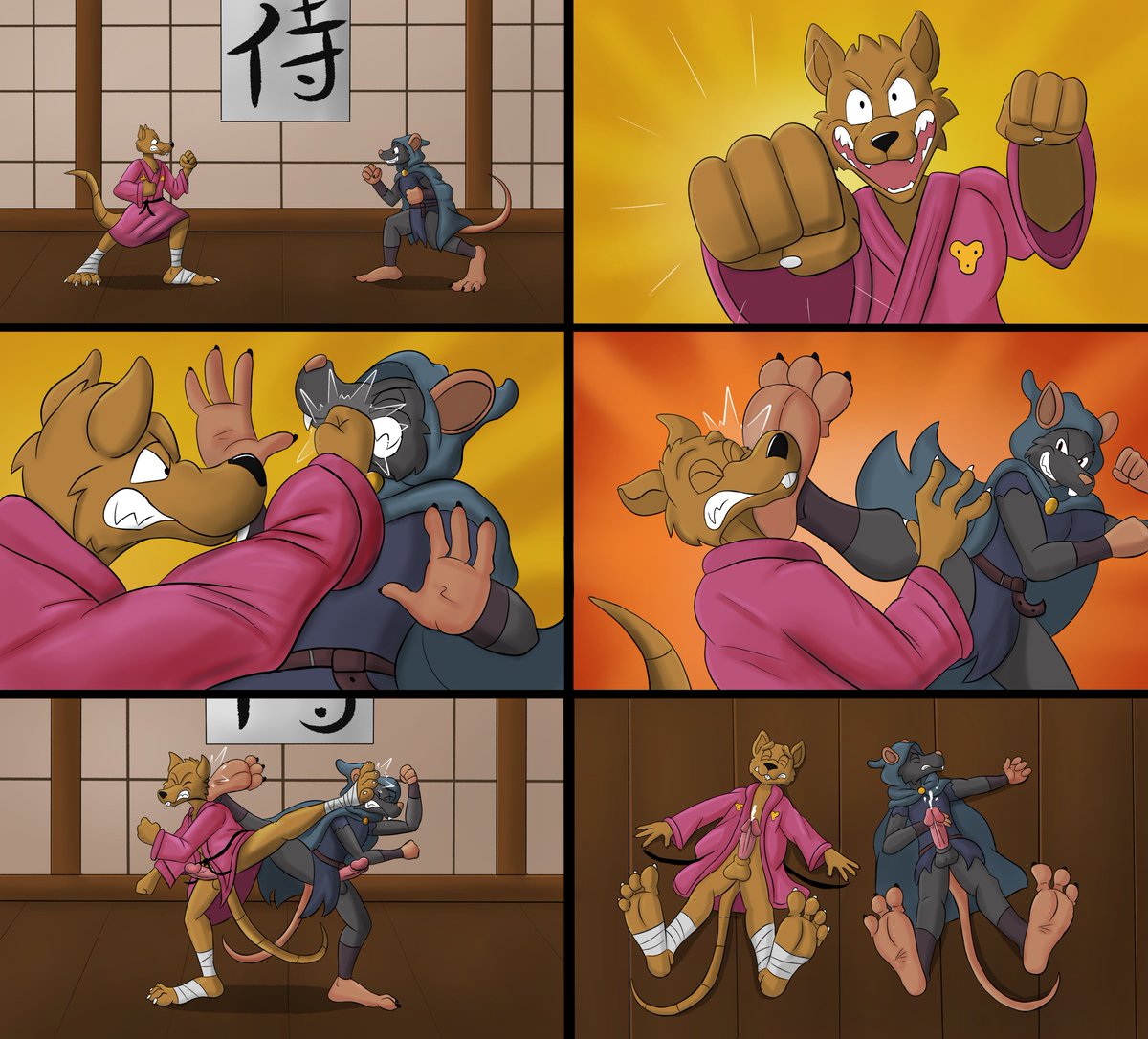 Greebrus's tweet photo. Commission 

Rat fight https://t.co/dPYxfXN3kK