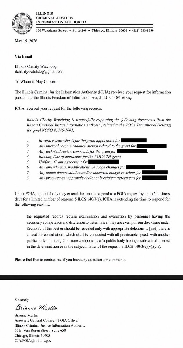 ILCharityWatch's tweet photo. How much you wanna bet this is the State of Illinois &amp; ICJIA trying to sit on their hands…
#government #corruption #nonprofitethics https://t.co/bCS74P9BR4