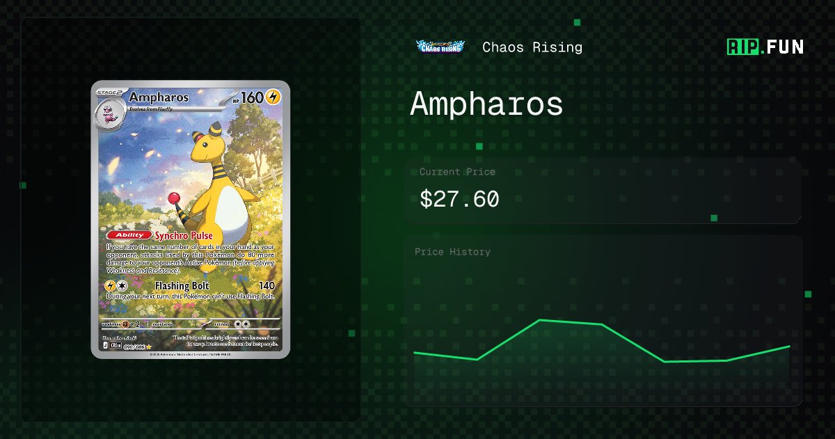 bit_swagger's tweet photo. Check out this Ampharos from Chaos Rising I just got from the brand new #Pokémon series - #ChoasRising! I snagged a few cool ones but so far from this new set this is my best so far!
☆ Ant. - (🫡✌🏻💪🏻)#BTCSWAG Nation Official Crew, #Crobat is just one I like & #Gengar; but I found one of my favorite finally, today! I found a #Grimmsnarl; Marnie's edition is my favorite to play ▶️, but join me using not this link but my referral link so we both earn free packs!
▪︎ Plus I am able to gift a card to another user for free, that part is pretty cool! □ STAY 🆙; STAY SAFE! 3✌🏻
https://t.co/GBe8n0jKQP