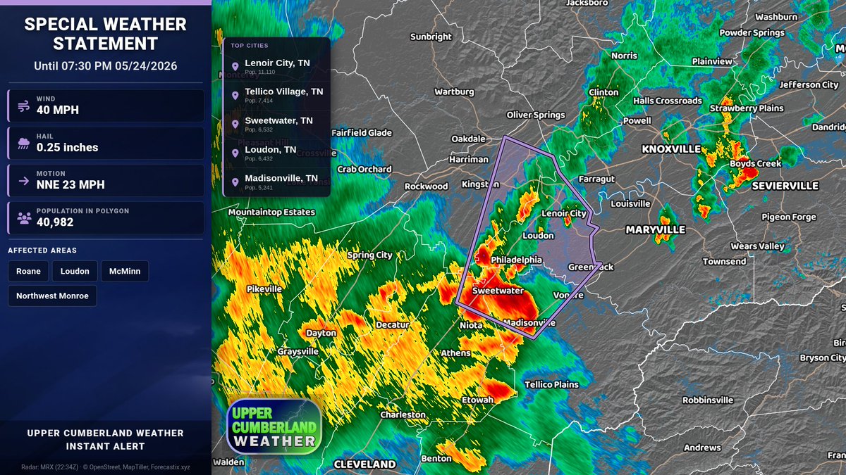 A Special Weather Statement has been issued for Roane, Loudon, McMinn ...