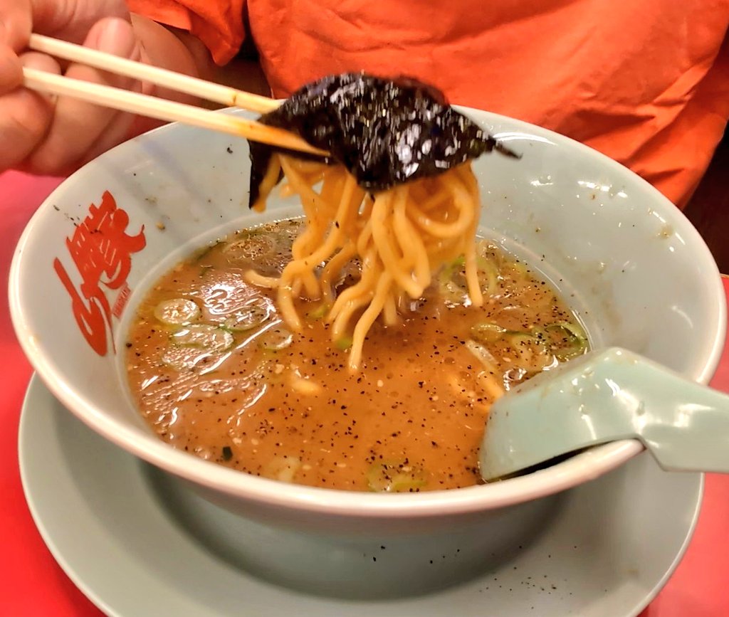 2026/山うま92杯目 味噌ラーメン 硬め 青ネギ 海苔5枚 半ライス