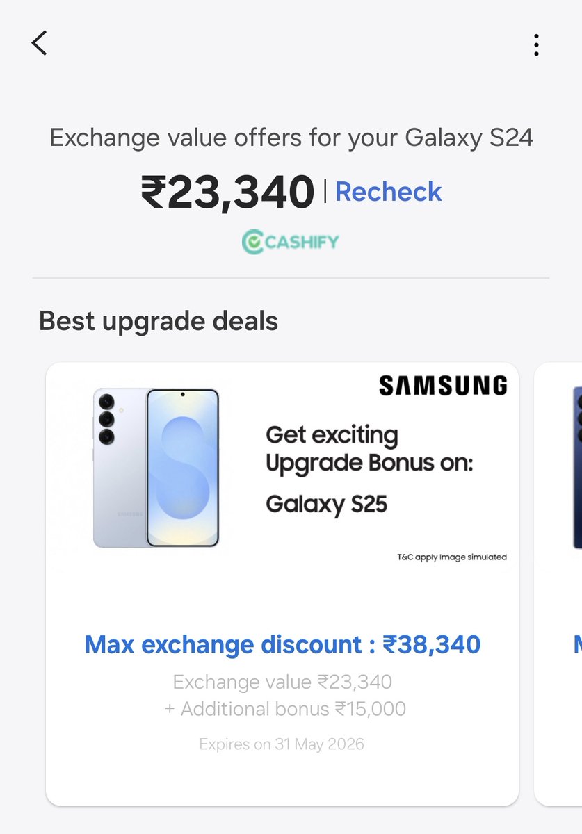 ArpitBole's tweet photo. @Cashify_ Why does it shows different amount in @SamsungIndia @Cashify_ ?? https://t.co/eVRKhKlko8