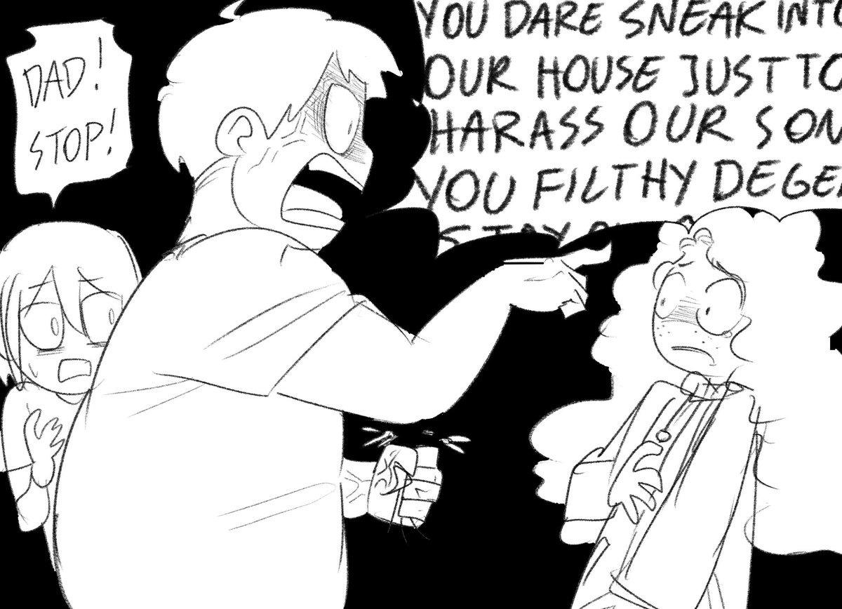 HeadLocked_'s tweet photo. CT BABIES AU (by me &amp; carrot boy) continued, lee catches isaac flirting with joaquin and believes she's harassing him (he sees brandon in her and can't help but project his rapey personality)
#clinicaltrialgame #clinicaltrialfanart https://t.co/WM1Fgw3gyx