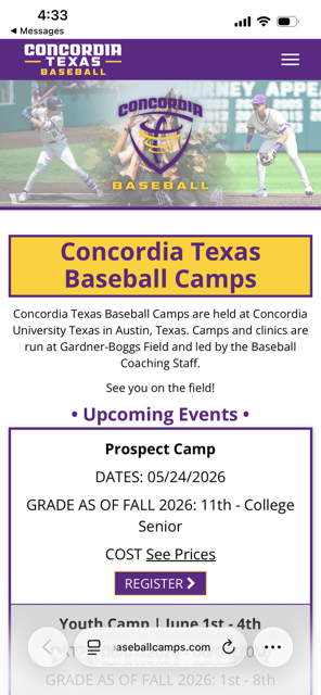 GavinWSmith2027's tweet photo. Concordia University Baseball Prospect Camp 26 Showing

60-6.55
OF Velo to 3rd- 93
OF Velo to Home- 93

Thank you Coaches @clintctx46, @michaelcaleb19, and Concordia University @CTXAthletics for the good work put in today at the prospect camp. I'm looking forward to the opportunity.

@_stayfocused 
@CoachDurell 
@coachparker3
@MattParker37