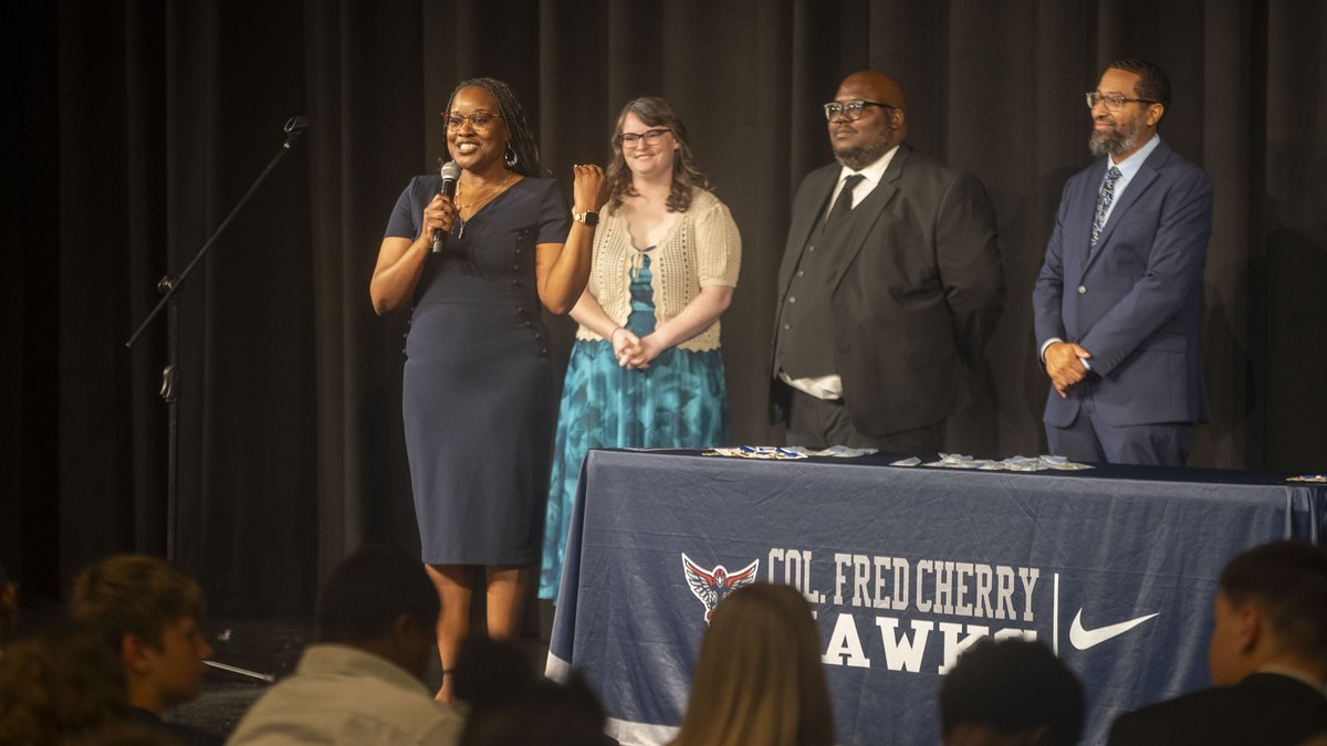 SufVAschools's tweet photo. Suffolk Public Schools proudly celebrated the outstanding achievement of the Colonel Fred Cherry Middle School Music Department at the 2026 CFCMS Blue Ribbon Gala. 💙🎶

This special evening recognized the department’s excellence in Band, Orchestra, and Choral performance. The Virginia Music Education Association Blue Ribbon Award is the highest honor awarded to school music programs in the Commonwealth of Virginia and reflects the dedication, talent, and hard work of our students, educators, and families.

Congratulations to the CFCMS music community on this remarkable accomplishment and for continuing to exemplify excellence in Suffolk Public Schools.
To view more photos from this event, visit https://t.co/chyhsFzJqn
#SPSCreatesAchievers
