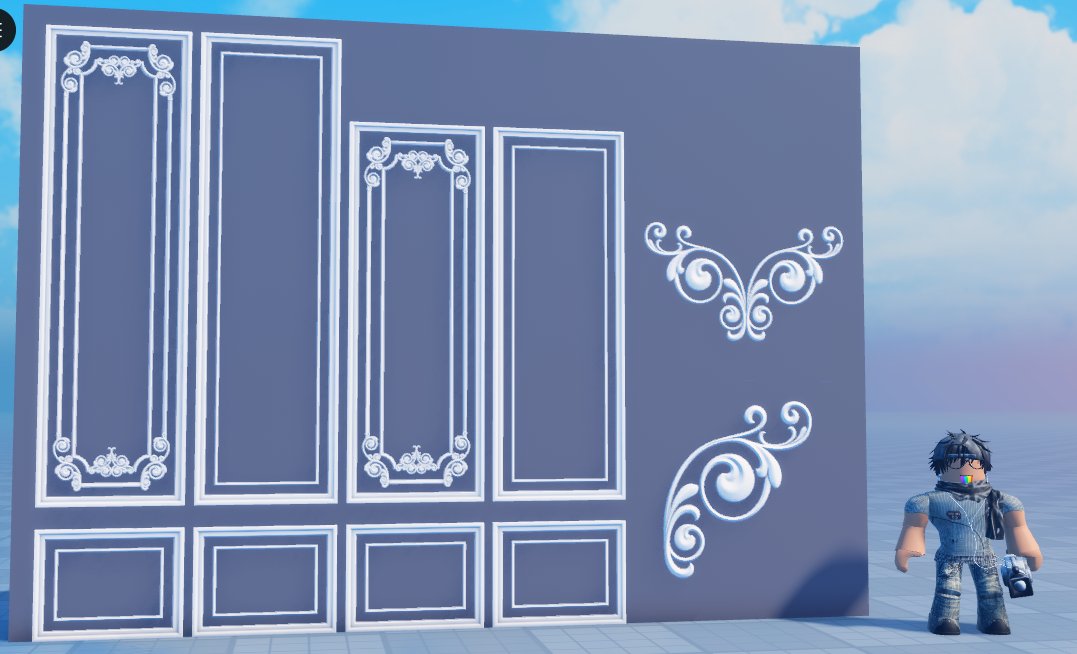M0TOPRINCESS's tweet photo. FREE Wall Panels &amp; Ornaments Asset Pack
12 Tris each
Buy for free in my Discord server: https://t.co/5wljQ8xgJh

#Roblox #RobloxDev https://t.co/4zjV06q8zH
