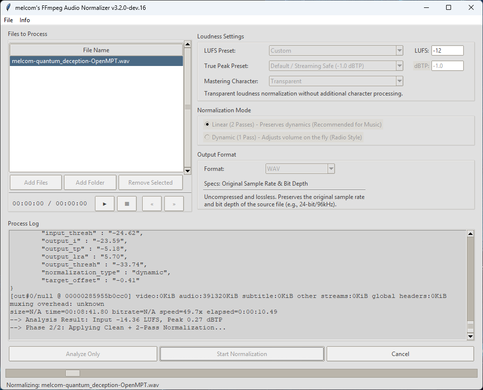 melcom_'s tweet photo. 🌙 melcom's FFmpeg Audio Normalizer 3.2.0 Nachtschicht Edition - focuses on workflow improvements, cleaner preset handling, better usability, improved metadata reliability, and a more polished normalization experience overall.

🔗 https://t.co/FTxW9NWlXW #Demoscene #Audio #FFmpeg https://t.co/Zh3CEqNNy0