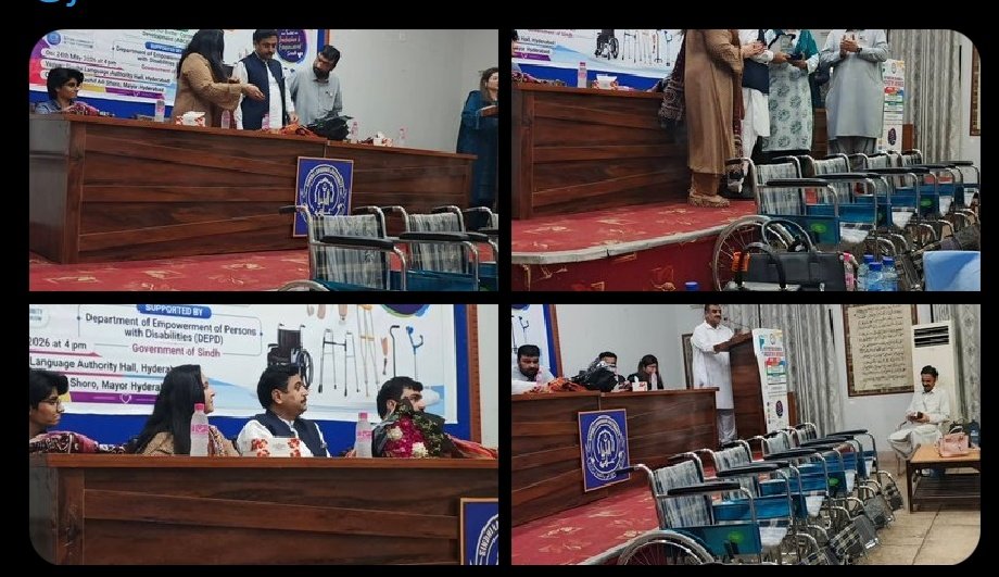HamzaQures30706's tweet photo. Distribution Ceremony of Assistive Devices 2025–26 held in Hyderabad by ABCD with DEPD Sindh. Mayor Hyderabad @KashifShoroPPP attended as Chief Guest and reaffirmed support for persons with disabilities. Special presence of Alia VIP.
#DEPD
@jamkhanshoro https://t.co/T2zRPKcQuK