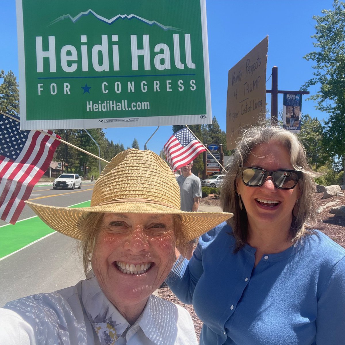 Heidi4Congress's tweet photo. Thank you to Kristen and Mary for helping to organize in your communities, and thank you to everyone continuing to raise your voice and take action every week in Truckee and Tahoe City! https://t.co/A9xkHqhycT