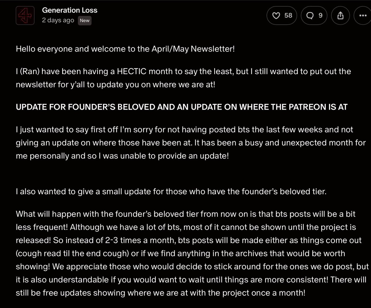 Generation Loss Updates! tweet media
