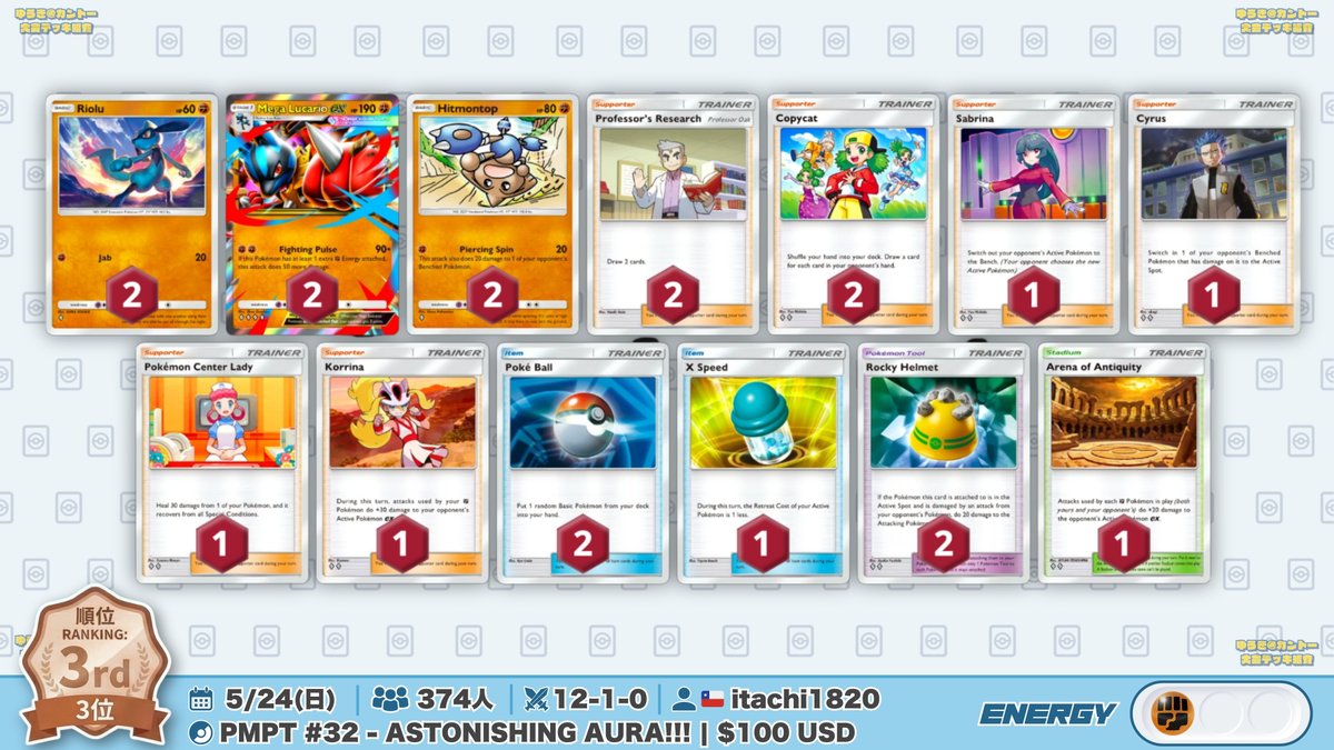 🌏 ポケポケ 大会結果｜5/24(日) 🌏 374人参加の大会で『ギラティナ