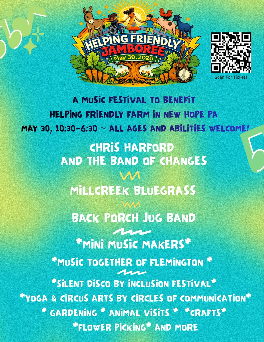 mrsforbin's tweet photo. Philly, Bucks, NJ people!! Come support Helping Friendly Farm’s first little music festival and help keep programming growing for all ages and abilities!!! 🙏💜💃 https://t.co/roR0eeX8wG