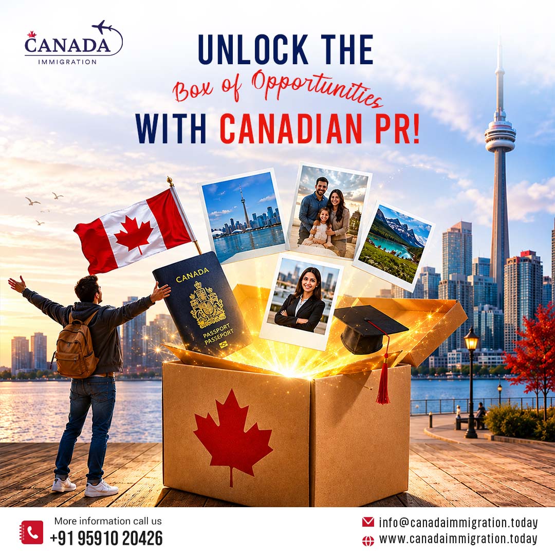 cimmigratetoday's tweet photo. ✈ Canadian PR is like a box full of benefits waiting to be yours — better career opportunities, quality healthcare, world-class education, a secure future, and a high standard of living. 🎇

Start your journey today and open the door to a brighter future in Canada! https://t.co/0b0Zw2qBb8