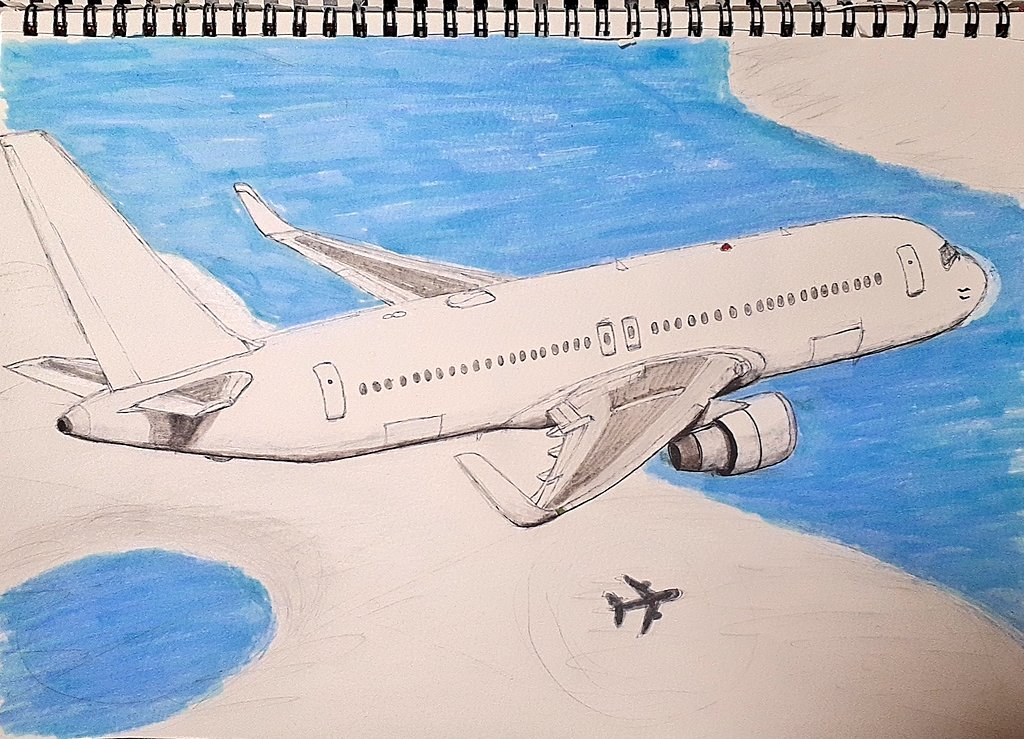 昨日描いた✏️ B767-300ER～✈️