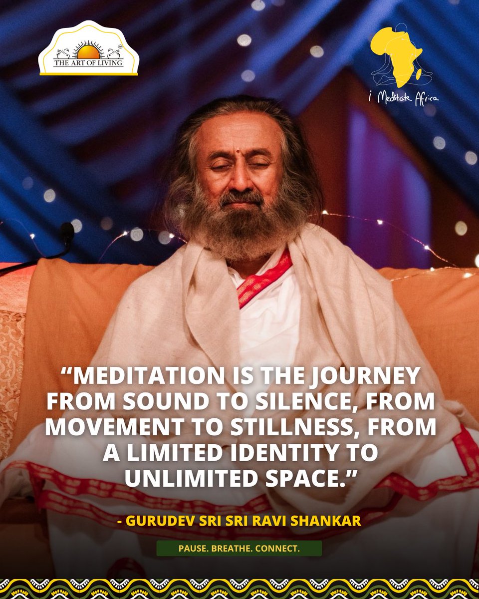 Africameditates's tweet photo. Meditation gently takes you inward.🙏🌱 From the noise of the outside world into a space of stillness, calm, and limitless peace within.😌🙌 

#Gurudev #SriSriRaviShankar #MotivationalQuote #MotivationalMonday #SouthAfrica #ArtofLiving https://t.co/TGF7LRfLhh