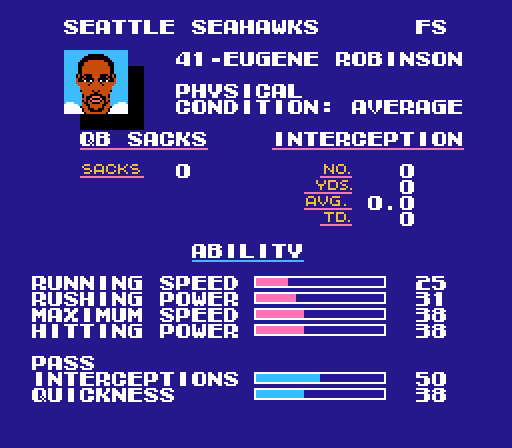 SBluemanTecmo's tweet photo. Happy birthday to ex @Seahawks &amp; #TecmoSuperBowl FS Eugene Robinson (63)! The 16-year @NFL vet played his first 11 years in Seattle &amp; earned 2 of his 3 Pro Bowl &amp; a 2nd Team All-Pro selection while there, leading the NFL in INT's in '93 with 9. Happy birthday @EugeneKRobinson! https://t.co/GHr5f6FNJp