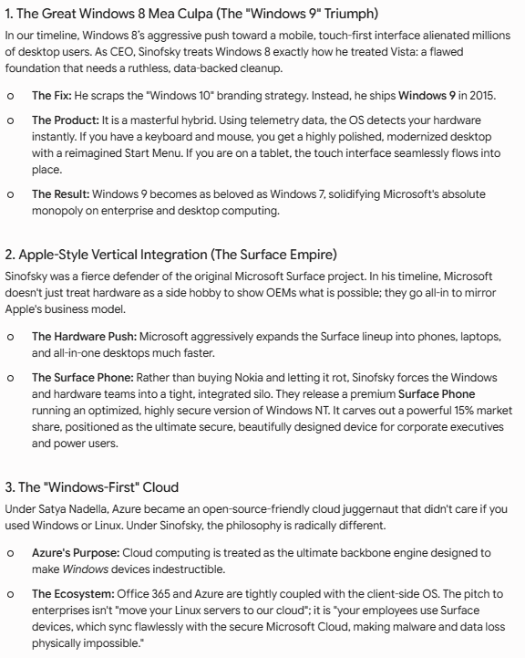 realJacobH's tweet photo. [☆ - 485th X Post - ☆]
———————————————————————
I asked Gemini what will happen if the Lead Architect of Windows 7 was the CEO of Microsoft instead. https://t.co/OozJXkSqdT