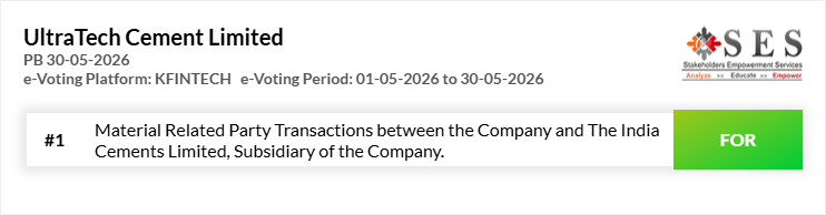 SES_Governance's tweet photo. SES PA Report - UltraTech Cement Limited, PB 30-05-2026. For more details https://t.co/vcydeujjak https://t.co/4LkGcc9Bis