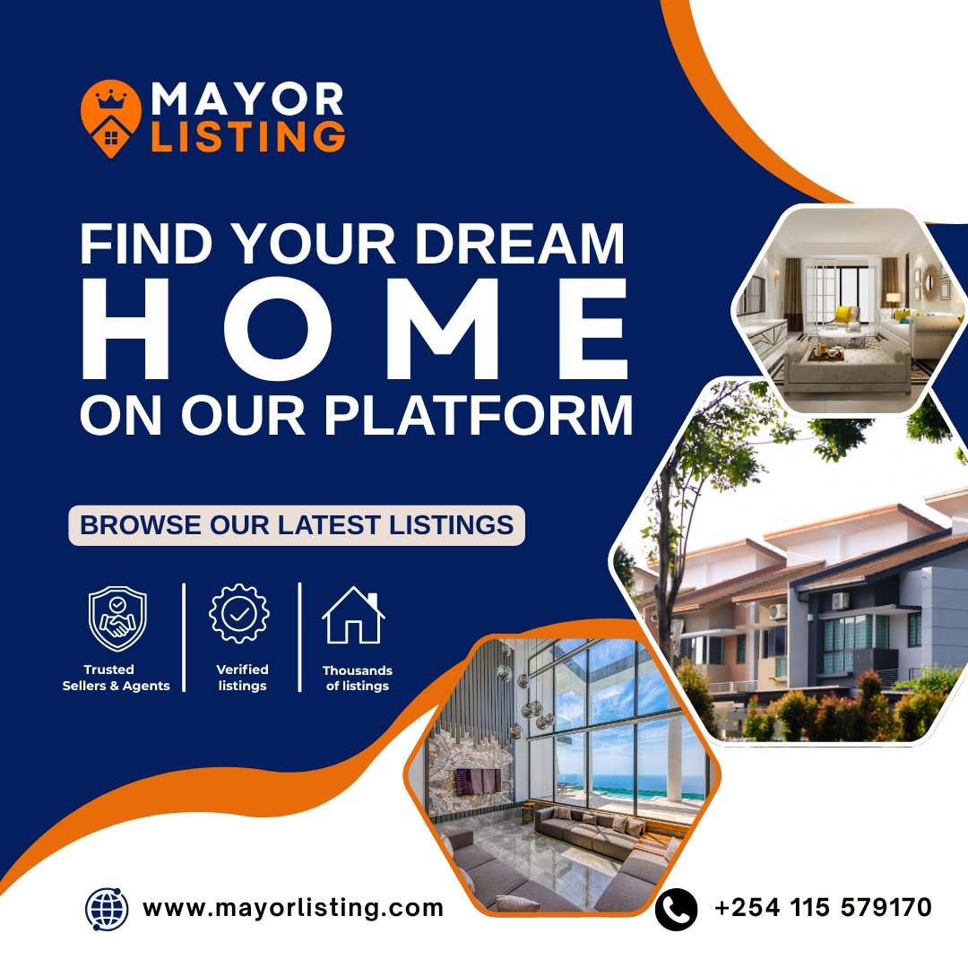 MayorListing's tweet photo. Looking for a place to call home? 

Browse the latest listings, explore beautiful homes, and connect directly with trusted agents, all in one platform.

Start your property search today:
https://t.co/Vqxu0psUDw

#RealEstateKenya #MayorListing #PropertySearch  #RentalHomes https://t.co/BIuzkRPnat