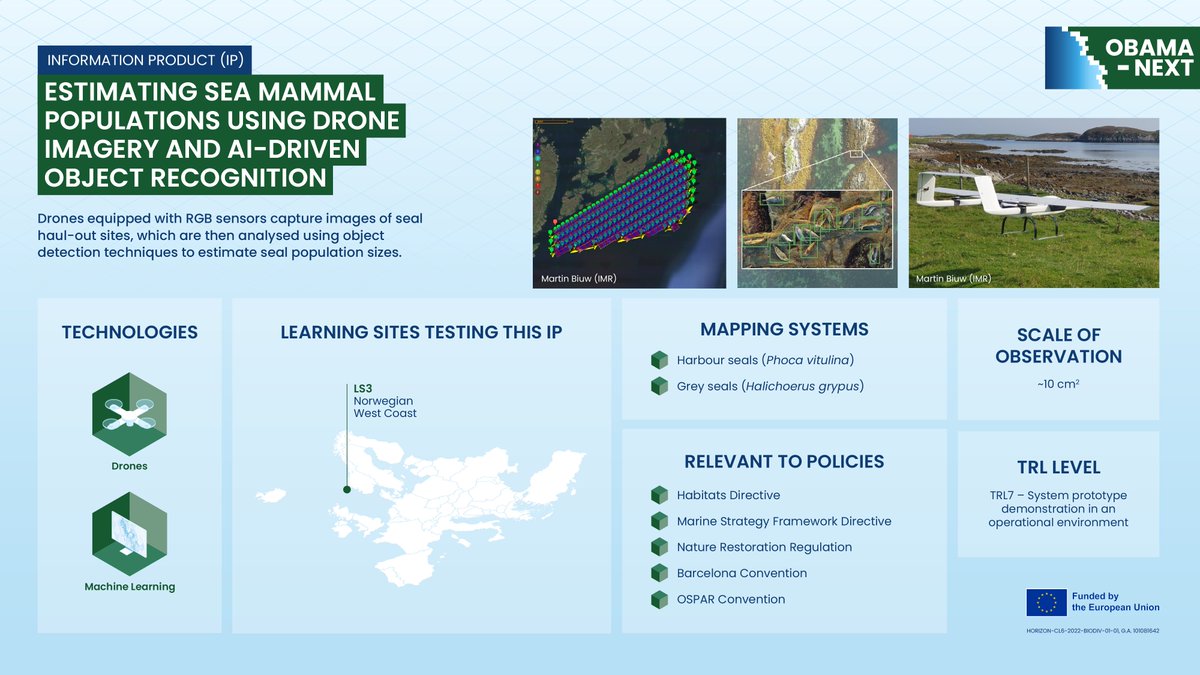ObamaNext's tweet photo. 🔔 New Information Product: Drone imagery + AI supports #seal population estimates at haul-out sites.

Covers harbour &amp; grey seals, supporting #MSFD, #HabitatsDirective &amp; #OSPAR.

More 👉 https://t.co/IKrTckVugg https://t.co/Ogzmq4RDzw