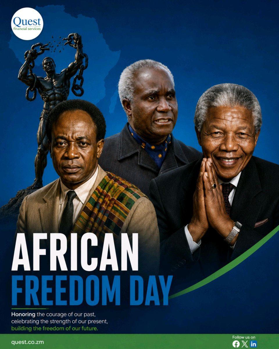 QFSZambia's tweet photo. Happy African Freedom Day.

Honouring our past, celebrating our present, and building a freer, stronger future for Africa.

#AfricanFreedomDay #QuestFinancialServices #Zambia https://t.co/BrFZBionBz
