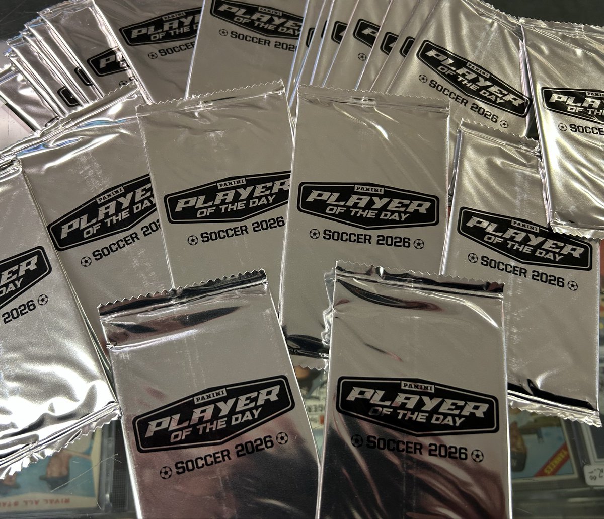 baseballblog's tweet photo. ATTACK OF THE BASEBALL CARDS is proud to offer our customers the 2026 Panini SOCCER POD! promotion! 
Starting on Memorial Day Weekend, open packs or boxes of Panini Soccer cards or stickers and find any of the displayed players &amp; you’ll have a chance to be a winner!! https://t.co/WvjVsYPVs3