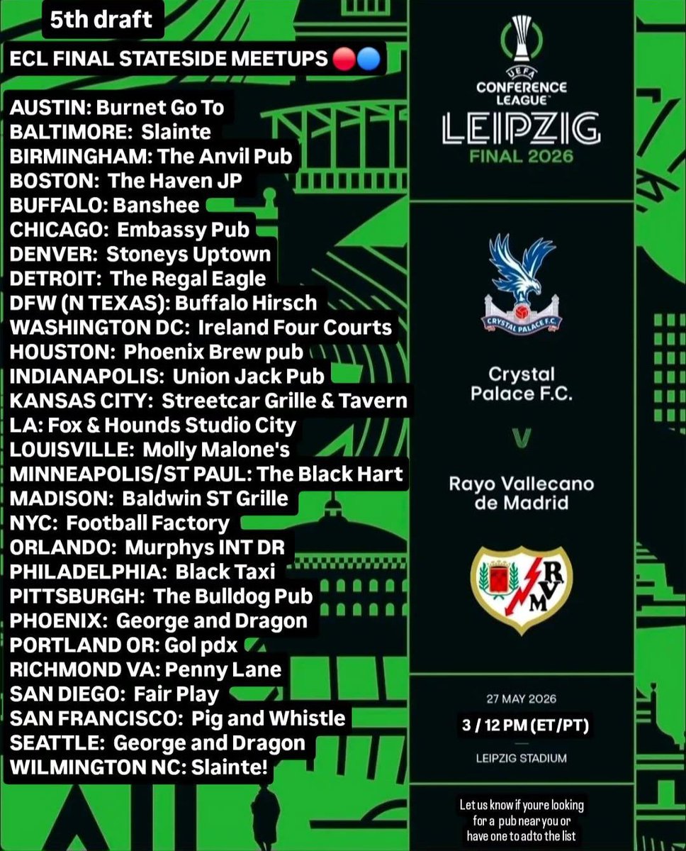 holmesdaleUSA's tweet photo. ECL FINAL STATESIDE MEETUP 🔴🔵
5th Draft Let us know if youre looking to add to the list or find others nearby to watch with!!! On Our Way 🔴🔵 https://t.co/FA6Zn3k3yr