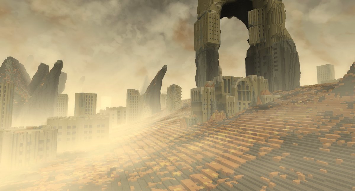 DeadWolf245's tweet photo. I should post more often about what I've been working on.

This is my own attempt of the World Gen V2 challenge, the second one that Simon has given out.
Looks like I made an buried city in the desert?
#Hytale #HytaleModding https://t.co/Z9GsPIlxVQ