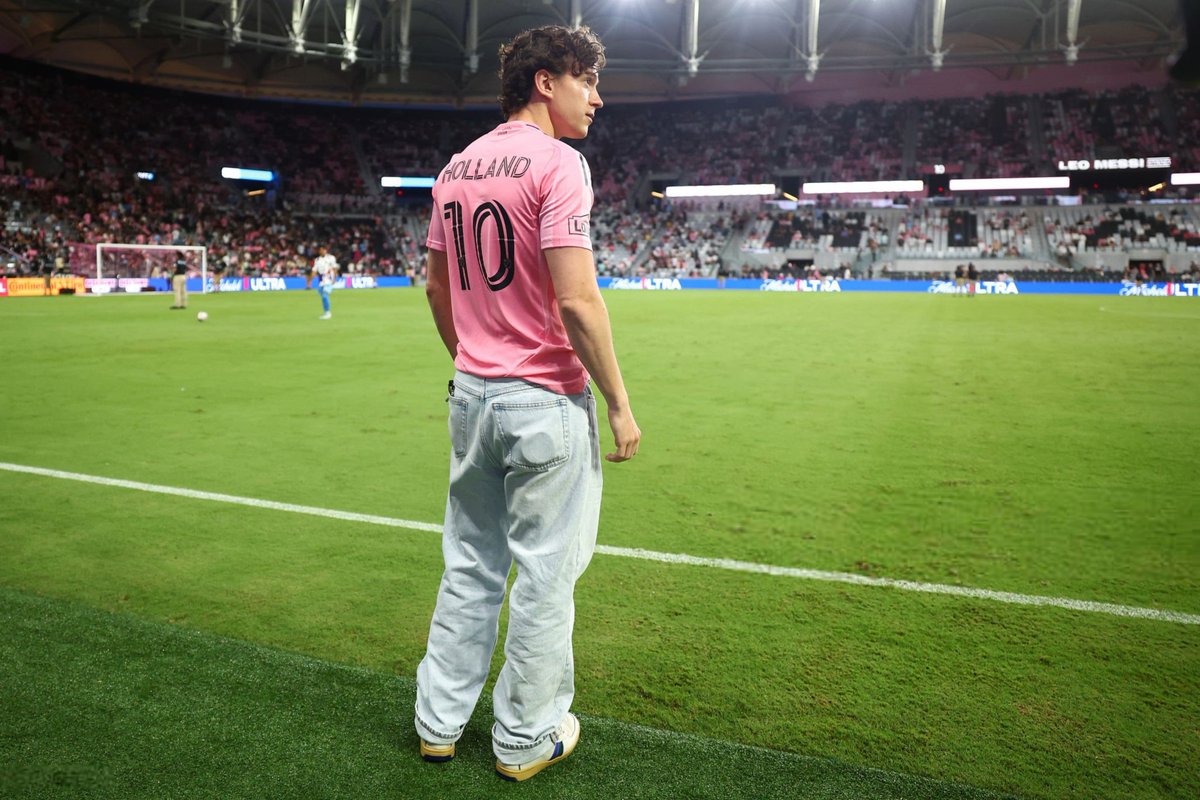 Tom Holland photographed at Nu Stadium for the Inter Miami vs Philadelphia Union game tonight.