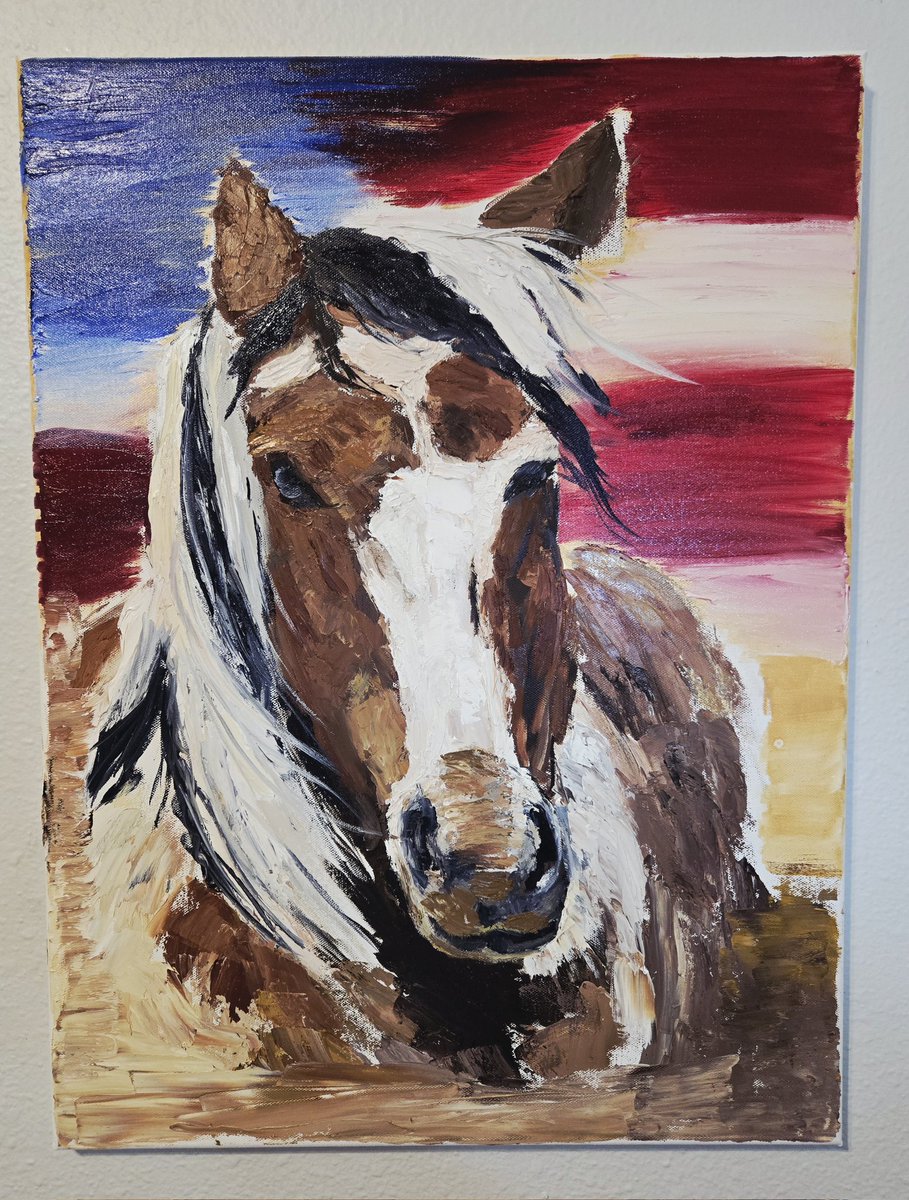 Ang_USL's tweet photo. An update on my Picasso the Mustang painting — honoring one of Colorado’s most legendary wild stallions, a symbol of strength and freedom. 🇺🇸 🐎 🎨 https://t.co/BP9nuELU1y