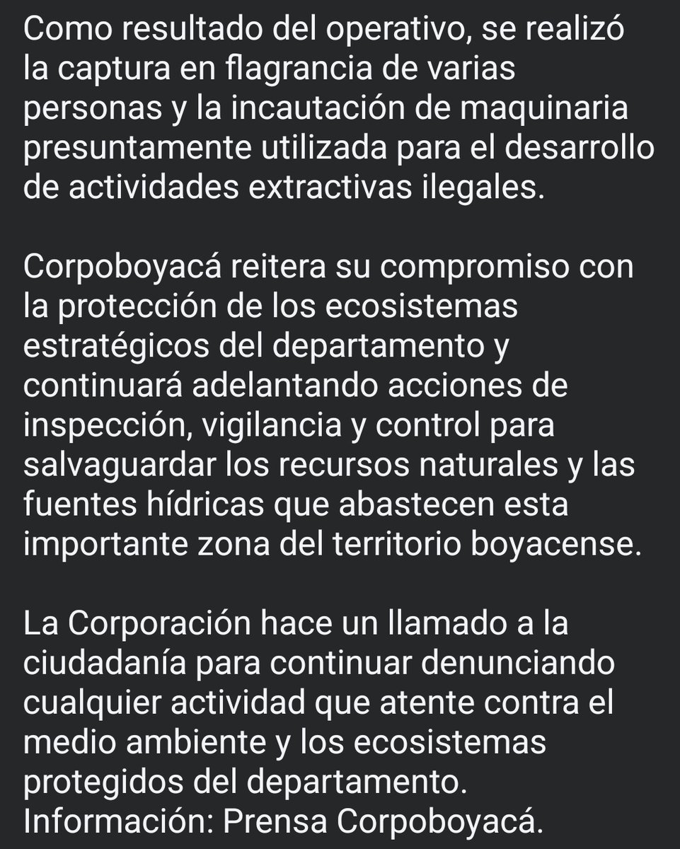 1anoticiass's tweet photo. .@Corpoboyaca lideró un operativo interinstitucional que permitió frenar actividad de minería ilegal en zona de influencia del Páramo de #Pisba. #Boyacá. https://t.co/bteasx4kIR