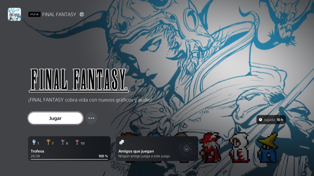 DevilD_oro's tweet photo. Platino #139 🪄⚔️
Final Fantasy I
Diversión: 7/10
Duración: 10 h.
🔷Me compré la colección completa en físico para ir conociendo la "evolución" de los JRPG, y pienso jugar todos los FF enumerados, ya veremos lo que me espera.
#PlayStationTrophy #PS5Share #FinalFantasy https://t.co/GNtFH7IIAD