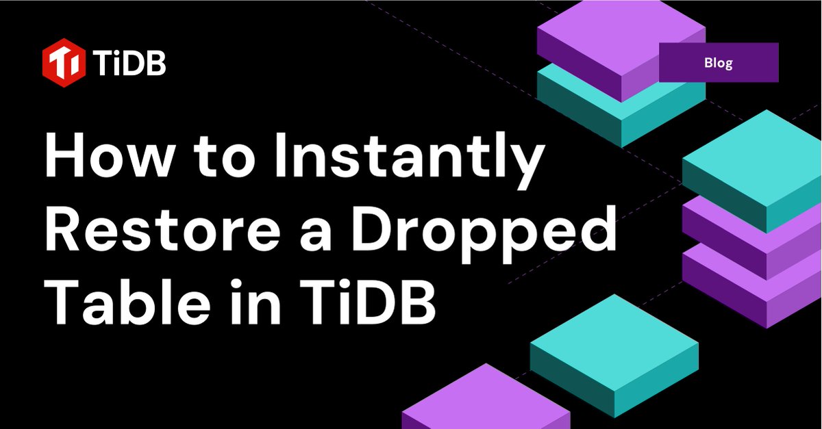 PingCAP_Japan's tweet photo. ✏️ブログ公開「TiDBで削除されたテーブルを即座に復元する方法」 #TiDB で削除されたテーブルを1秒未満で即座に復元できる‼️FLASHBACK TABLE機能を解説✨LSM-Tree構造を活かした独自の復旧の仕組みや🔍MySQLとの違い👀利用時の注意点を紹介🤖 https://t.co/1u3FD5ATpc https://t.co/BY8rhLiY0k