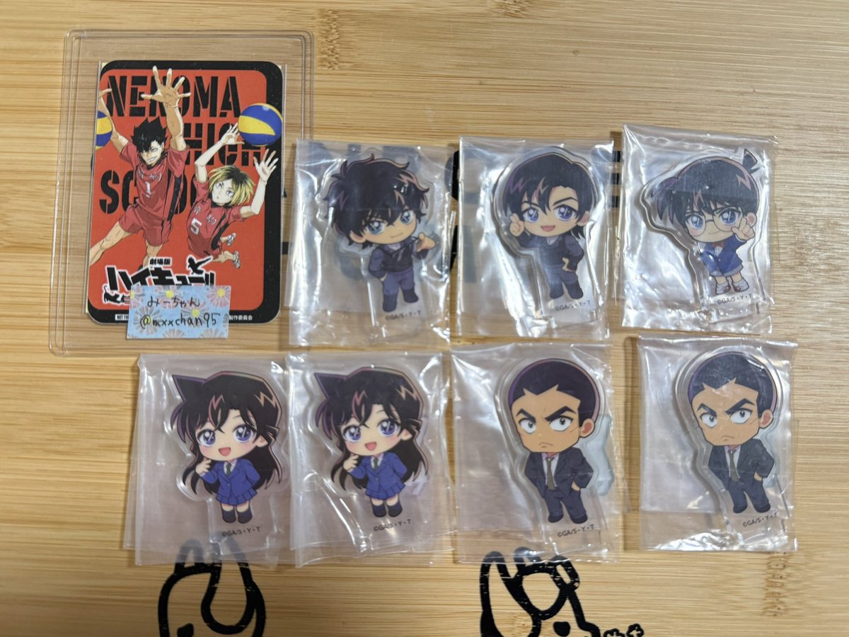 mxxchan95's tweet photo. 【交換、譲渡】名探偵コナン　みあげてすたぁ　ぷちアクリルスタンド

譲｜松田陣平☆、萩原研二☆、江戸川コナン、毛利蘭2、横溝重悟2○

求｜定価＞萩原千速1

☆は下段○＞無印を倍数含む譲渡のみ
追加引いた分。欲しい数収集済みのため推しあり

郵送、または都内手渡し https://t.co/vfyCYvpk0E