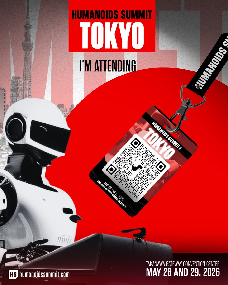 HumanoidsSummit's tweet photo. Do you have your ticket yet for Humanoids Summit Tokyo 2026?

We’re down to the final tickets. Don’t miss the opportunity to join the leaders shaping the future of humanoids, robotics, and embodied AI in Tokyo.

Secure your spot today

#HumanoidsSummit  #EmbodiedAI #TokyoTech https://t.co/CEDdmyRlMX