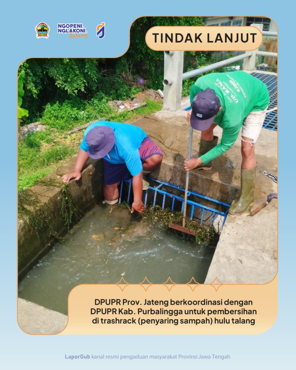 LaporGub_'s tweet photo. Terima kasih sudah melaporπ
Kolaborasi penanganan pembersihan irigasi telah dilakukan oleh DPUPR Prov. Jateng bersama DPUPR Kab. Purbalingga.
Sambatmu ditindaklanjutiπ
#LaporGub
#SambatMudah
#SambatTuntas
#NgopeniNglakoni
#LayananPublik
#LayananDigital https://t.co/Q8KefgMwRX
