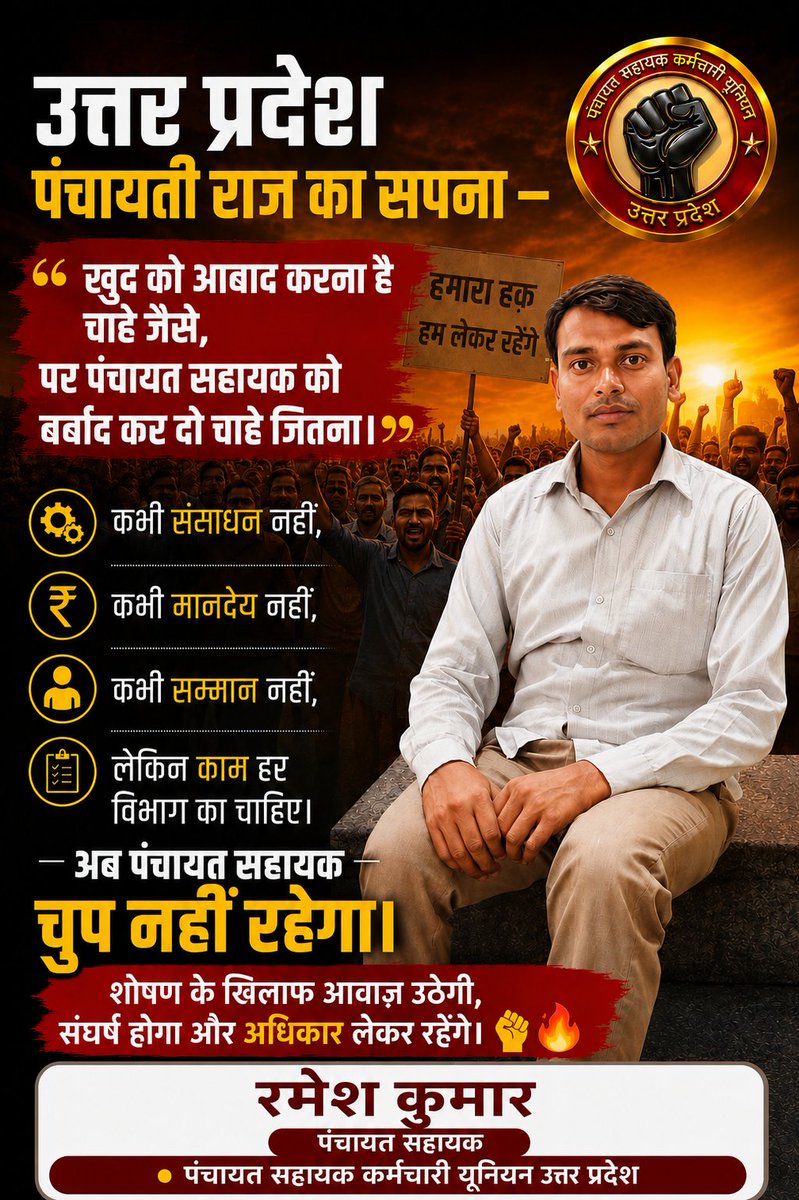 RAMESHK40248511's tweet photo. ऑनलाइन अटेंडेंस 1 जून से अब कोई पंचायत सहायक नहीं लगाएगा!
#_पंचायत _सहायकों_का_मानदेय_बढ़ाओ 

#_जीवन_हमारा_सफल_बनाओ 

@PSKUnionUP @psunionup @oprajbhar @BrijeshMishraPA https://t.co/4UXggvLGzc