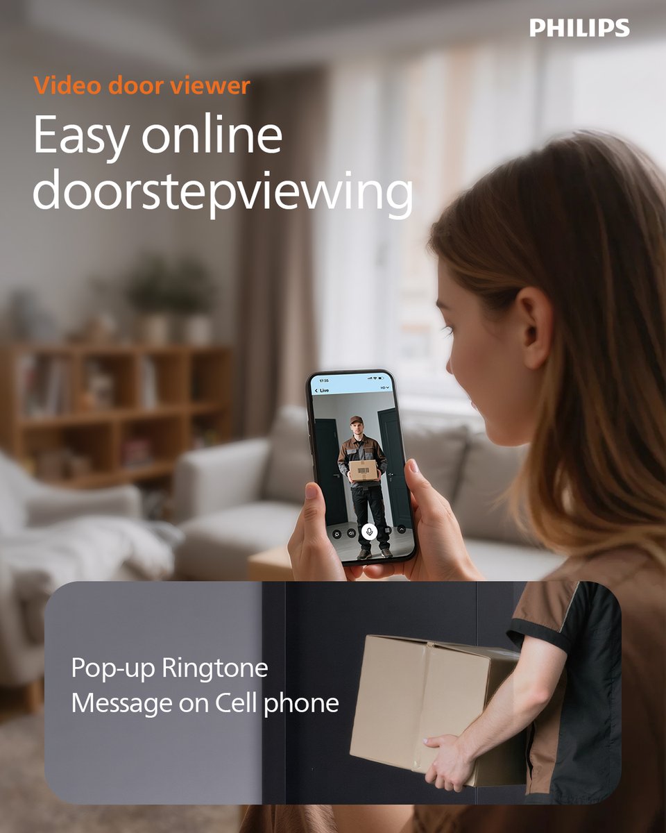 PhilipsEasyKey's tweet photo. 📹 “See who’s at the door — even when you’re not home.”

With the Philips DDL507 Video Door Viewer, get real-time alerts on your phone, pop-up ringtones, and live video streaming — no more guessing if it’s a package or a surprise visitor.

#Philips #PhilipsHomeAccess https://t.co/tchUAJMSOa