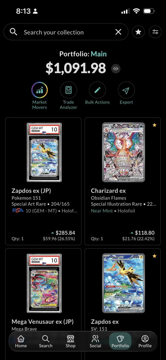 PokemonDiscount's tweet photo. Whats Your Collectr Value?

#collectr #reddit #pokemon #psa #slabs #investing #flex https://t.co/e1xNiZ2RKM