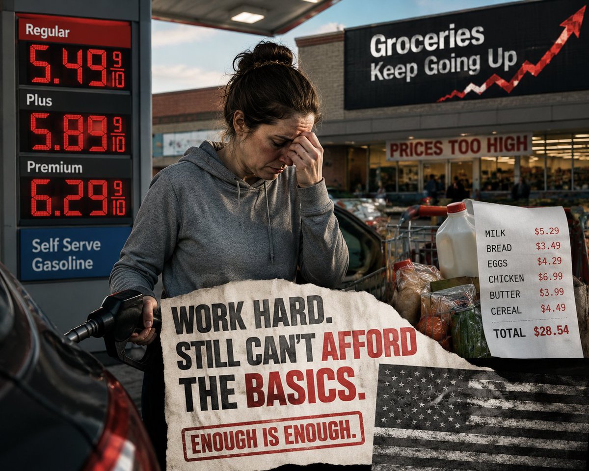 CroweUnfiltered's tweet photo. Gas up.
Groceries up.
Rent insane.
But they keep telling us the economy is “strong.”
Regular people are drowning while Wall Street cashes in.
Anyone else tired of this?

#Inflation #CostOfLiving #America #Economy #GasPrices https://t.co/6zCJiYt1nq
