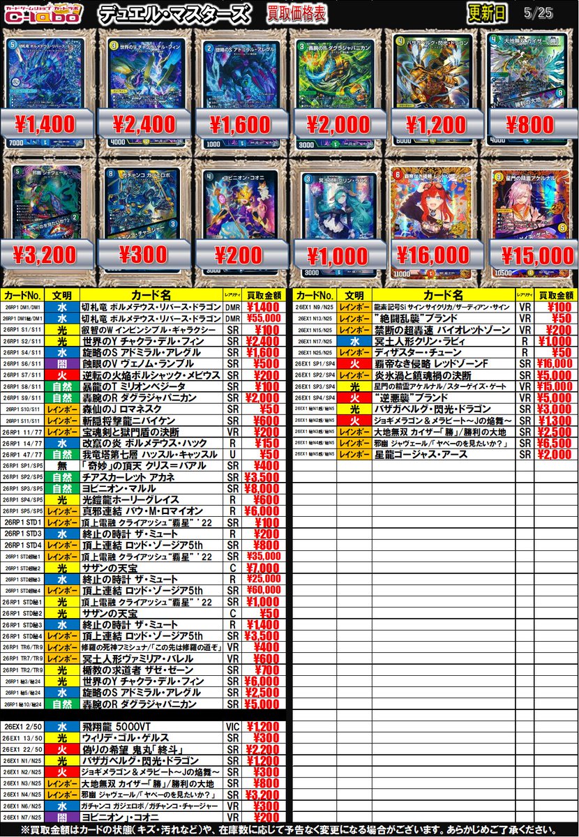 デュエマ 買取情報】⚡ ＼＼最新パック買取リスト公開‼／／ 最新弾の